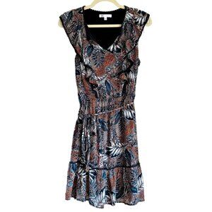 DR2 Floral Belted Mini Boho Dress Navy Blue Women's Small